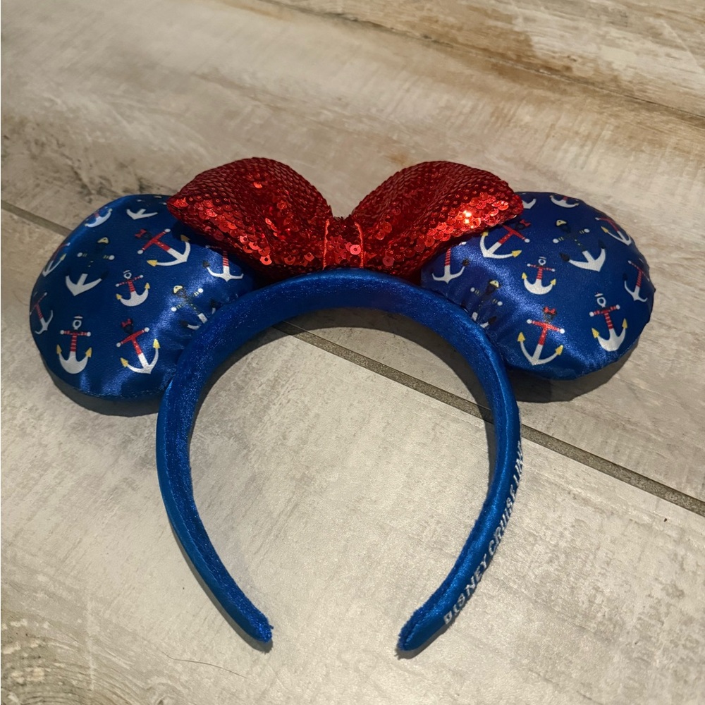 Disney Cruise Line Blue and Red Anchor Minnie Mouse Ears Headband